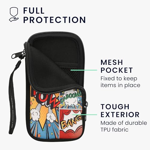 kwmobile Handytasche für Smartphones XXL - 7' - Neopren Handy Tasche Hülle Cover Case Schutzhülle - Comic Symbole Mehrfarbig - 17,7 x 8,5 cm Innenmaße