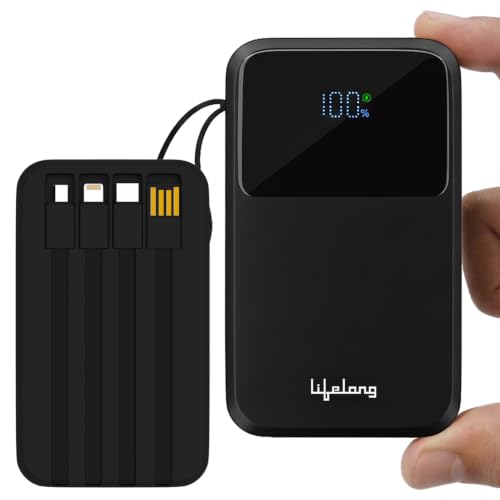 Image of Lifelong Electronics 20000mAh 22.5W Fast Charging Power Bank | 3 Inputs (1 Built-in USB A Cable + 1 C + 1 Lightning Port) & 6 Outputs (3 Built-in Cables + 1 C + 2 A Port) | Small Pocket Size Powerbank