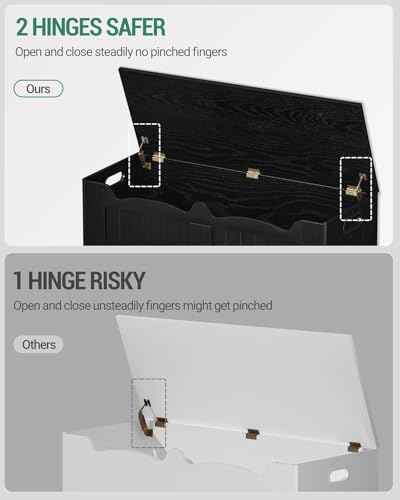 Image of Hzuaneri 43.3 inch Storage Chest, Extra Large Storage Bench Trunk with 2 Hinges, Wooden Box, Lift-Top Chest Organizer, Shoe Bench for Entryway, Bedroom, Living Room, Black SB25504X