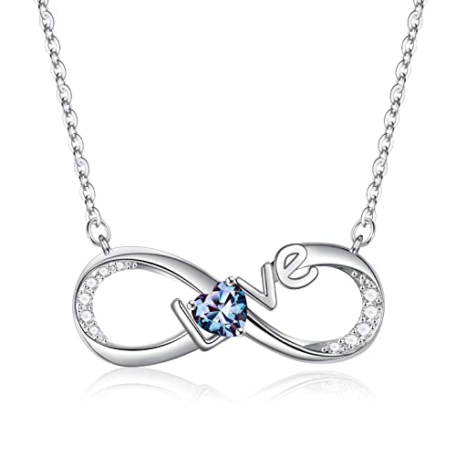 June Birthstone Necklace For Women Alexandrite Jewelry, Dainty Sterling Silver Heart Necklaces For Women Unique Valentines Day Anniversary Mothers Day Birthday Gifts For Mom Grandma Daughters Sister #TOP6