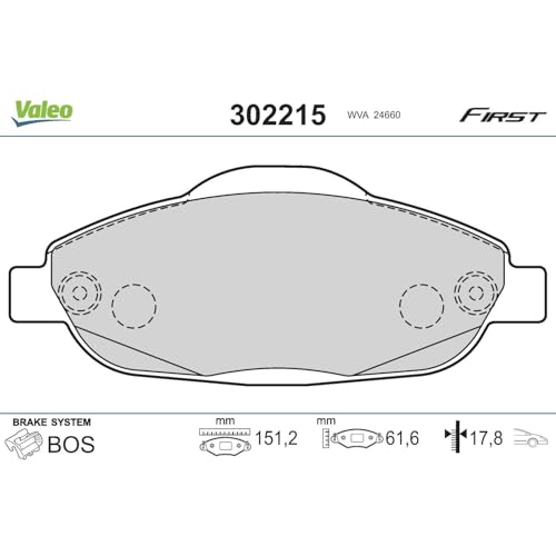 Valeo - Imbottiture Per Freni First - 302215 - Set Di 4 Imbottiture - Asse Anteriore - Completamente Dotato Di Accessori Montati. - 2