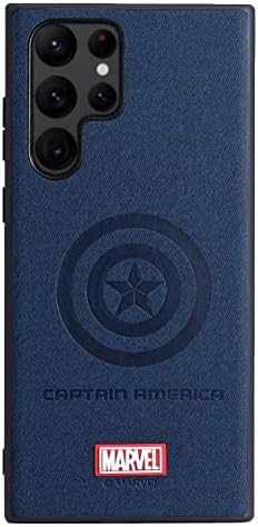 IRON SPIDER Case for Galaxy S22 Ultra, with Marvel Character Samsung S22 Ultra Leather Case, Captain-BLUE