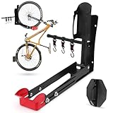Veldrox Soporte Bicicleta Pared – Colgador Plegable con Nivel de Instalación y Ganchos Extra, Acero Reforzado hasta 30 kg, Ahorro de Espacio Cuelga Bicis Pared para Garaje y Hogar