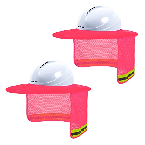 Image of Hard Hat Sun Shade, High Visibility Sun Visor Neck Shade with Reflective Strip, Full Brim, Man & Woman (Hard Hat Not Included), Pink, 2 Pack