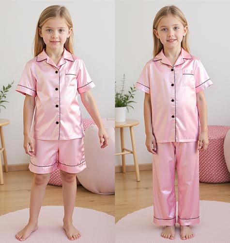 HONGTEYA 3 Piece Girls Clothes Sets, Silk Satin Teens Outfit Size 8-15 Years2