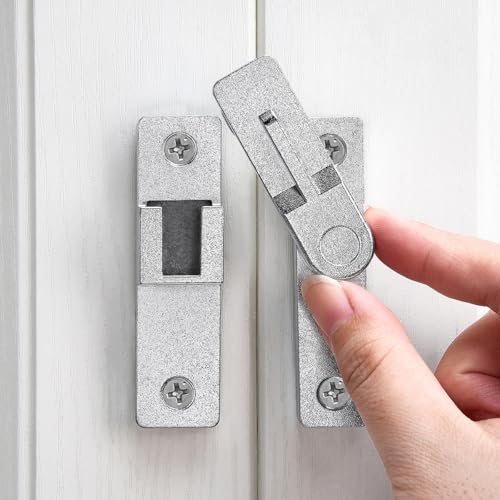 Image of 3 Packs Silvery Flip Barn Door Lock - 180 Degree Barn Door Lock Privacy Security Latch - Elegant Gate Latch Hardware for Barn Doors, Windows, Gardens, Cabinets, Bathrooms, and Sliding Doors