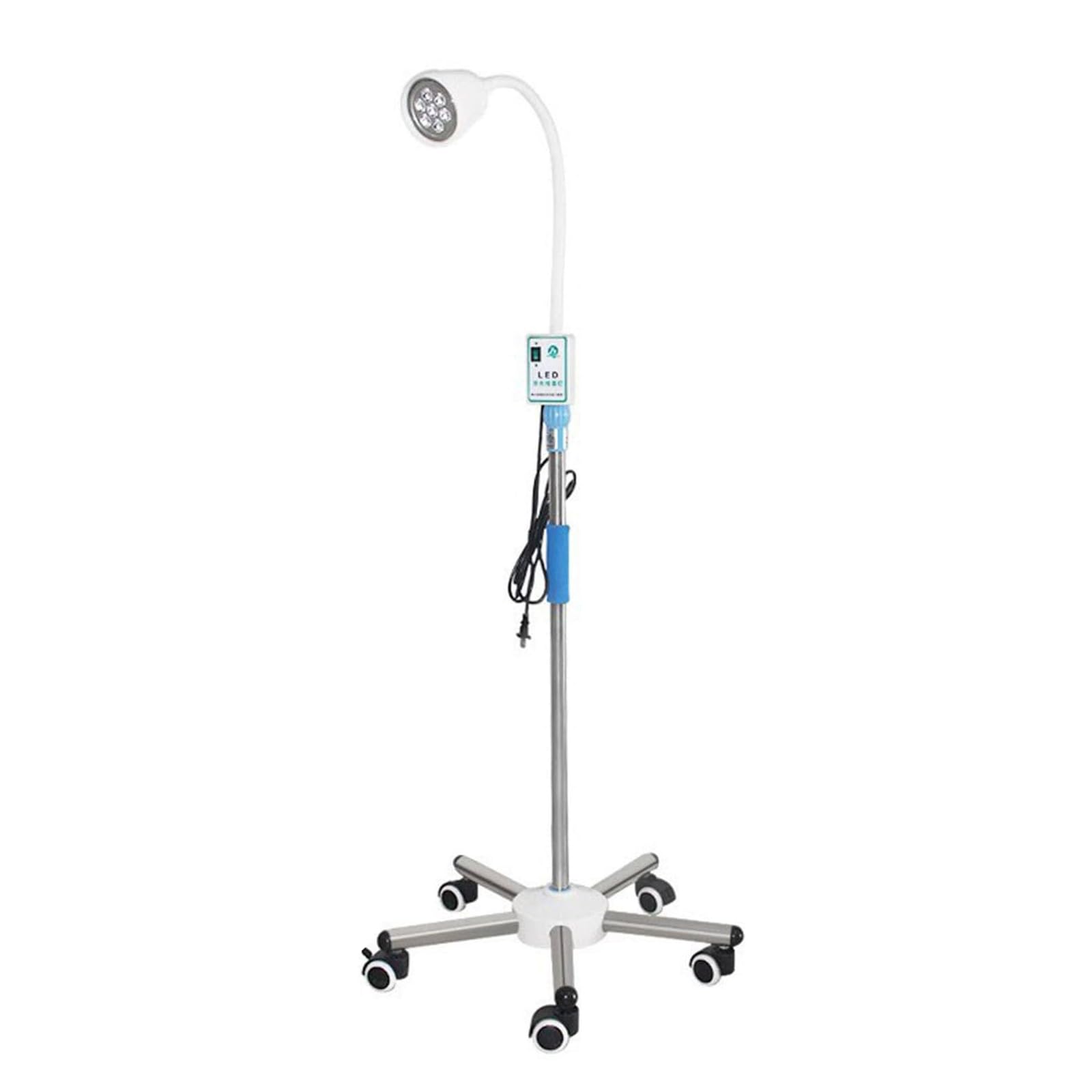 Lampada da Visita Medica da Pavimento Ruotabile A 360° con Altezza Regolabile, Base Mobile su Ruote Silenziosa, Lampada Chirurgica Ad Alto CRI 6000-6500K per Ambulatori Clinici
