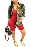 cnFaClu Womens Casual Street Fashion Military Camo Print Lightweight Outwear Coat Camouflage Printed Pockets BF Overcoat Safari Jacket Party Club Dress M