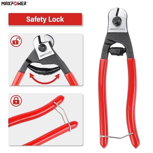 Image of MAXPOWER Wire Cutter, 8-Inch Wire Rope Cutters for Steel Wire, Wire Seals, Aircraft Bicycle Cable, Cable Cutter Cuts Up to /₆₄ inch(5mm)