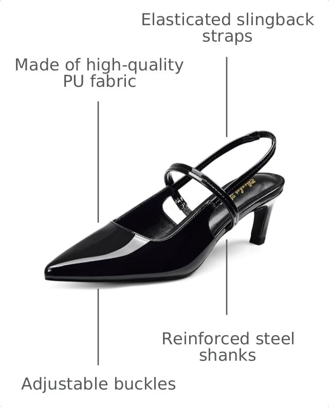 Image of Elisabet Tang Women's Kitten Heel Slingback Low Pumps 3 Inches Stiletto Pointed Closed Toe Elegant Dressy Bridal Wedding Party Shoes