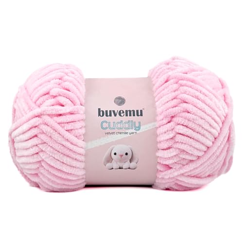 Image of Cuddly Velvet Chenille Yarn, Super Soft Fluffy Bulky for Knitting Crocheting Crafting Blanket Amigurumi, Durable for Shedding, 100 Gram (3.53 Ounces) 109 Yards (100 Meters) (Baby Pink)
