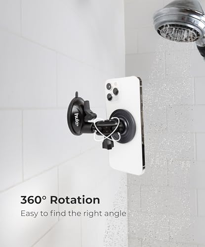 Image of hula+ MagSafe Phone Holder Portable Mount, Reusable Stand for Shower, Mirror, Kitchen, Window, & Bathroom Compatible with MagSafe Adjustable Rotation for Content, TikTok, Movies & Music