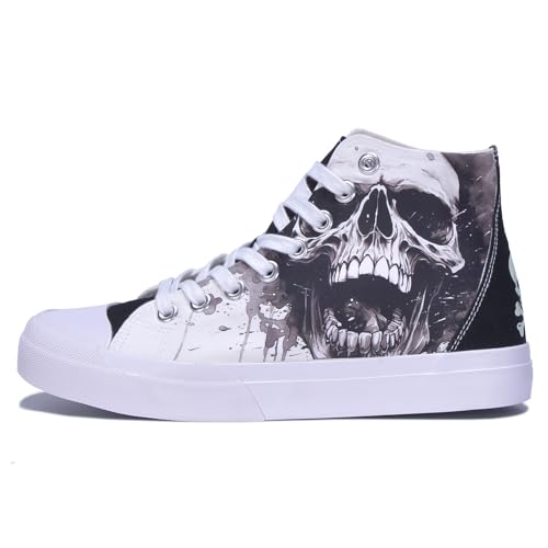 Halloween Skull Shoes for Men Casual High Tops Women Fashion Sneakers White Comfortable Walking Shoes