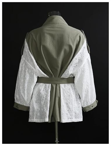 Trench en dentelle haut de gamme avec patchwork ajouré et finitions couture