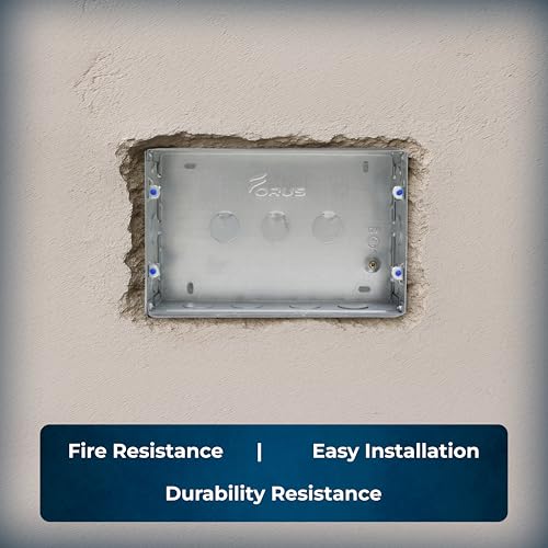 Image of Forus Concealed GI Sheet Metal Modular Box 12 Module, Excellent Quality Rustproof Galvanized Iron Heavy Duty Flush Mounting Electrical Junction Box, 18 Gauge thick 8x6 Inch Junction Box-2PC