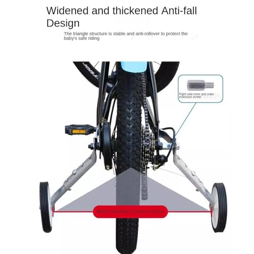 Ruedas de Entrenamiento Ajustables para Bicicletas Infantiles de 18, 20, 22 y 24 Pulgadas, con Velocidades Variables, Kit Montado de Alta Resistencia para Bicicletas de Montaña (Negro) miniatura 6