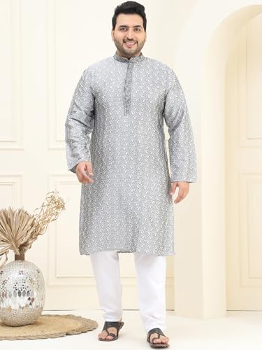 Image of SOJANYA Plus(Since 1958), Men's Silk Blend Self Design ONLY Long Kurta