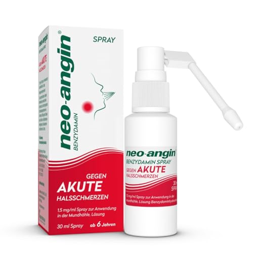 neo-angin Benzydamin Spray gegen akute Halsschmerzen | Bekämpft die Entzündung und wirkt abschwellend | Für Erwachsene & Schulkinder | zuckerfrei | 30 ml