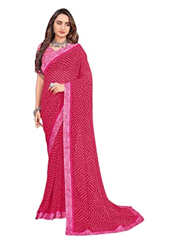 Sari indien Georgette Bandhej Jaipuri, tissu noble traditionnel de qualité supérieure