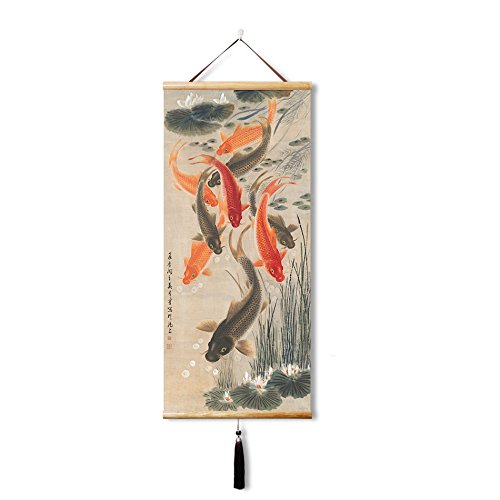 EAPEY Faites défiler Wall Art Koi Fish Paintings Ready to Hang for Office Wall-Metaphor for Good Chance Cover