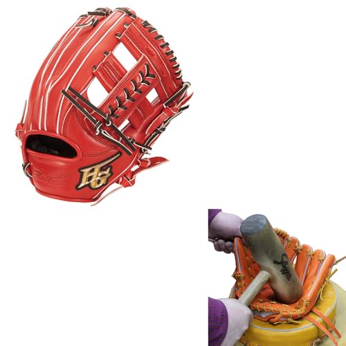Hi-Gold 軟式グローブ 赤オレンジ　外野手用 ハイゴールド（Hi-Gold）（メンズ）軟式用グラブ 外野手用 野球