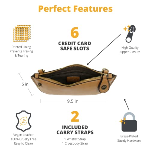 Image of Joy Susan Women's Fashion Purse Mini Crossbody Wristlet Clutch Handbag - Golden Oak