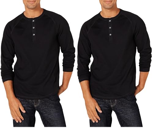 Amazon Essentials Men's Slim-Fit Long-Sleeve Henley Shirt, Black, X-Large