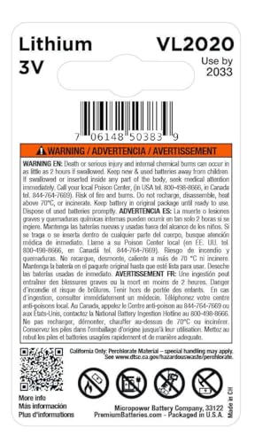 Batería de litio VL2020 3V paquete 6 unidades miniatura 2