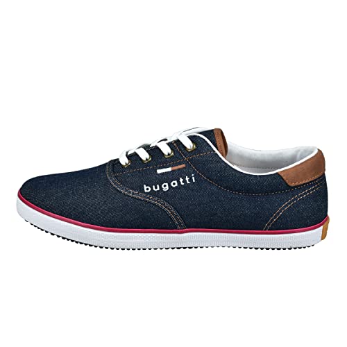 bugatti Canvas Sneaker aus Baumwolle, Low-Top-Leinenschuh mit Flexibler Sohle, Dunkelblau, 41 EU