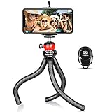 Phone Tripod, Flexible iPhone Tripod and Portable Adjustable Tripod with Wireless Remote and...