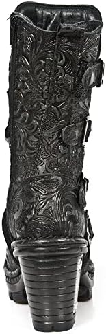 New Rock NEOTR005-S25 Vintage Floral Black Gothic Rock Punk Ladies Leather Fashion Calf Boots 42 | Image 5