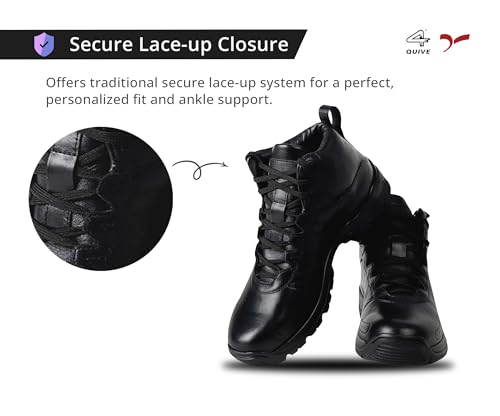 4 WITH QUIVE Sega combat CO-7 Black Boots Men lace up Leather Comfortable, Tactical Boots For Work & Security Slip Resistant (Black, UK Footwear Size System, Adult, Men, Numeric, Medium, 9) - Image 8