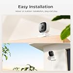 2K Home Security Camera, Camera Surveillance Interieur, Indoor Camera for Baby/Elder/Pet,Plug & Play,Color Night Vision,2-Way Audio,24/7 Record, Memory/Cloud Storage,Work with Alexa,1-Pack,6.56ft Wire