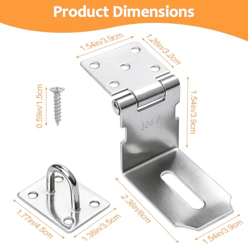 Image of 90 Degree Right Angle Padlock Hasp, 4 Inch, 2 Set