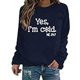 Weihnachtspullover Langärm Pullover Weihnachten Sweatjacke Damen Warmer Weihnachtspulli Weihnachtsdruck Langarmshirt Sweatshirt Hoodie Oversized Gradient Farbblockierte Merry Christmas Kawaii