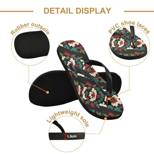 Flip Flop Sandals Aztec Pattern Print for Women Men Beach Outdoor XS3