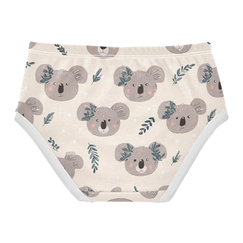 Wusikd Cute Koala Faces Girls' Underwear Cotton Leaves Girls Briefs Soft Toddler Underwear 2T2