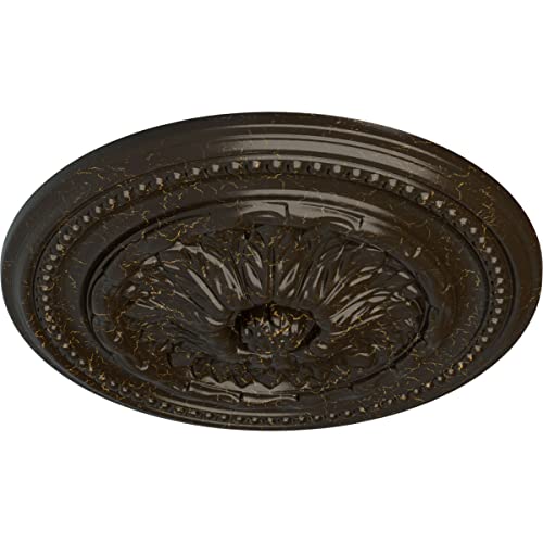 Image of Ekena Millwork CM15CHSHC 15 3 /4 inchOD X 1 7 /8 inchP Chester Ceiling Medallion Fits Canopies Up to 2 1 /4 inch, Stone Hearth Crackle