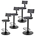 Lestarain 4 x stołek barowy z oparciem i podnóżkiem, ergonomiczny taboret z aksamitnym obiciem, krzesło z regulacją wysokości 62-82 cm, krzesło obrotowe o 360° z gumowym pierścieniem, metal ciemnoszary LBAI57003-4