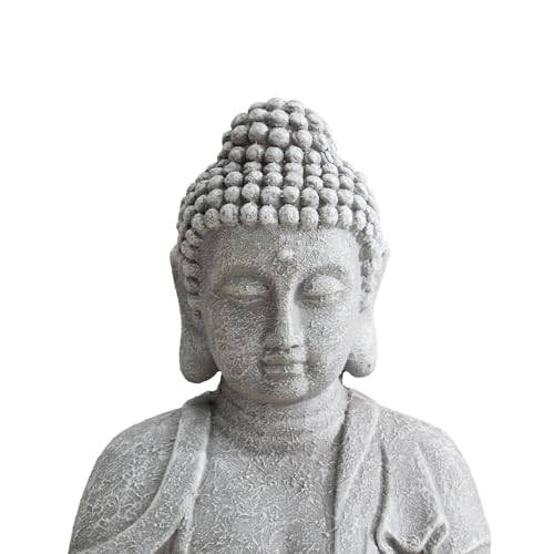 Sunjoy Buddha Statue 20 in. Large Sized Buddha Garden Statue Gray Decorative Outdoor Buddha Statue