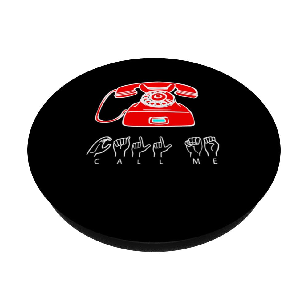Funny Call Me Red Phone PopSockets Swappable PopGrip, Black - Image 2