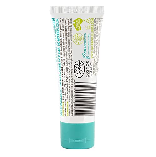 Image of Jack N' Jill Natural Kids Toothpaste - Blackcurrant & Blueberry - Organic, Gluten Free, Vegan, BPA Free, Fluoride Free, SLS Free, Dairy Free - Making Toothbrushing Fun for Kids - 1.76 oz (Pack of 2) | Fluoride Free Kids & Toddlers Toothpaste, Gently Cleans Teeth, Helps Soothe Gums, 40% Xylitol, BPA Free, No Artificial Dyes