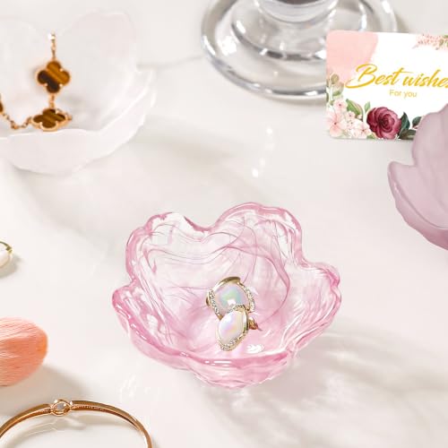 Image of Gifts for Women Flower Jewelry Dish Ring Holder Dish Bathroom Vanity Organizer Pink Room Decor Aesthetic Nightstand Bedroom Decor Trinket Dish Small Bridesmaid Bridal Friendship Wedding Birthday Gifts