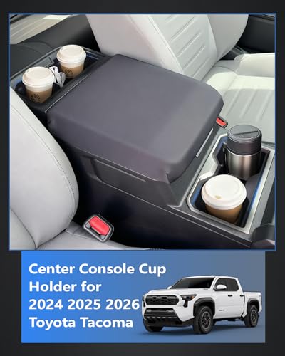 Image of Cup Holder Inserts for Toyota Tacoma 2024 2025 2026 Accessories, Non-Slip TPE Center Console Front & Rear Cup Holder Protector Organizer for Tacoma Interior Accessories