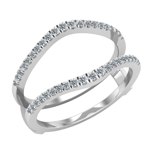 Dazzlingrock Collection 0.26 Carat Round White Diamond Engagement Enhancer Guard Ring for Her in 925 Sterling Silver