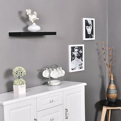 Dexter Enterprises Unique Designed Wooden Wall Hanging Rack Shelf | Wall Mount Book Shelf for Living Room bedroom and Office Decoration (Set of 1, Black)