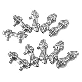 PRETYZOOM 12Pcs Heavy Duty Stainless Steel Double Rope Clamps for Secure Cable Management Versatile Wire Rope Connectors for Outdoor Use and Industrial Applications