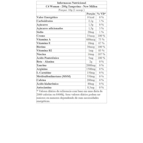 C4 Woman Sabor Tangerina 200g - New Millen Pré Treino