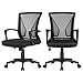 Yaheetech 2 x Chaise de Bureau Tissu en Maille Ergonomique avec roulettes Lombaire Accoudoirs Pivotante Fauteuil Moderne Rembourré Inclinable Grand Siège Base Hauteur Réglable Noir