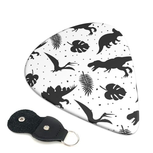 Confezione da 6 plettri per chitarra con motivo dinosauri, 0,46 mm, 0,71 mm, 0,96 mm, adatti per chitarra e ukulele